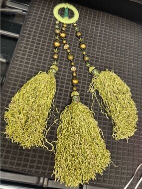 Green Beaded Gypsy Bellydance Tassel Belt